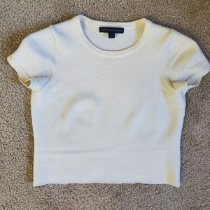 Brooks Brothers White Knit Crop Sweater